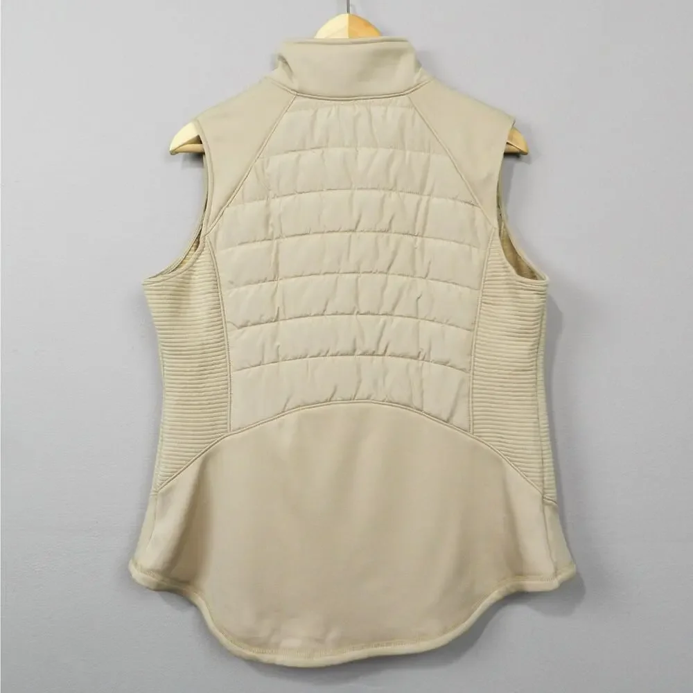Tek Gear Quilted Vest‎ Size L Beige Fleece Minimalist Athleisure Layering Jacket